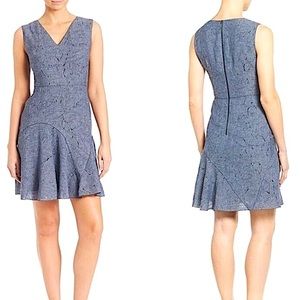 NWT Elie Tahari denim paneled linen dress